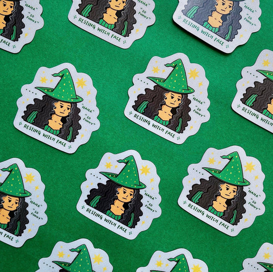 Resting Witch Face Die-cut Sticker