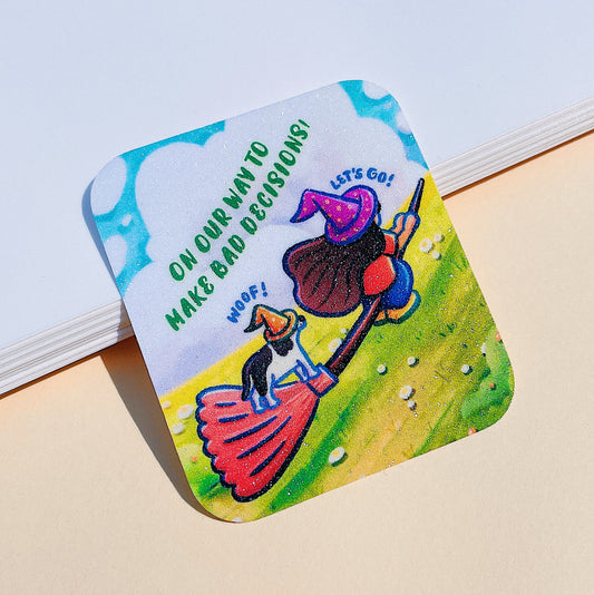 On the Way to Make Bad Decisions Glitter Die-cut Sticker