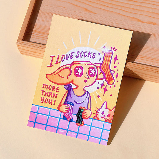 Dobby Love Socks Post Card