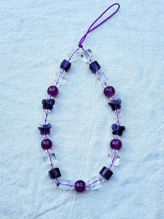 Crystal Butterfly Phone Charm II