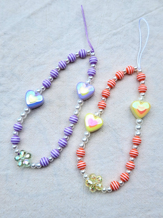 Stripes and Heart Phone Charm
