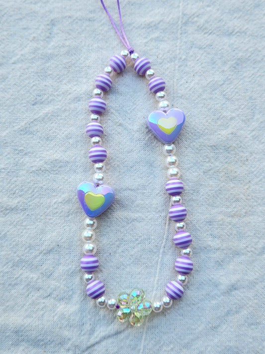 Stripes and Heart Phone Charm