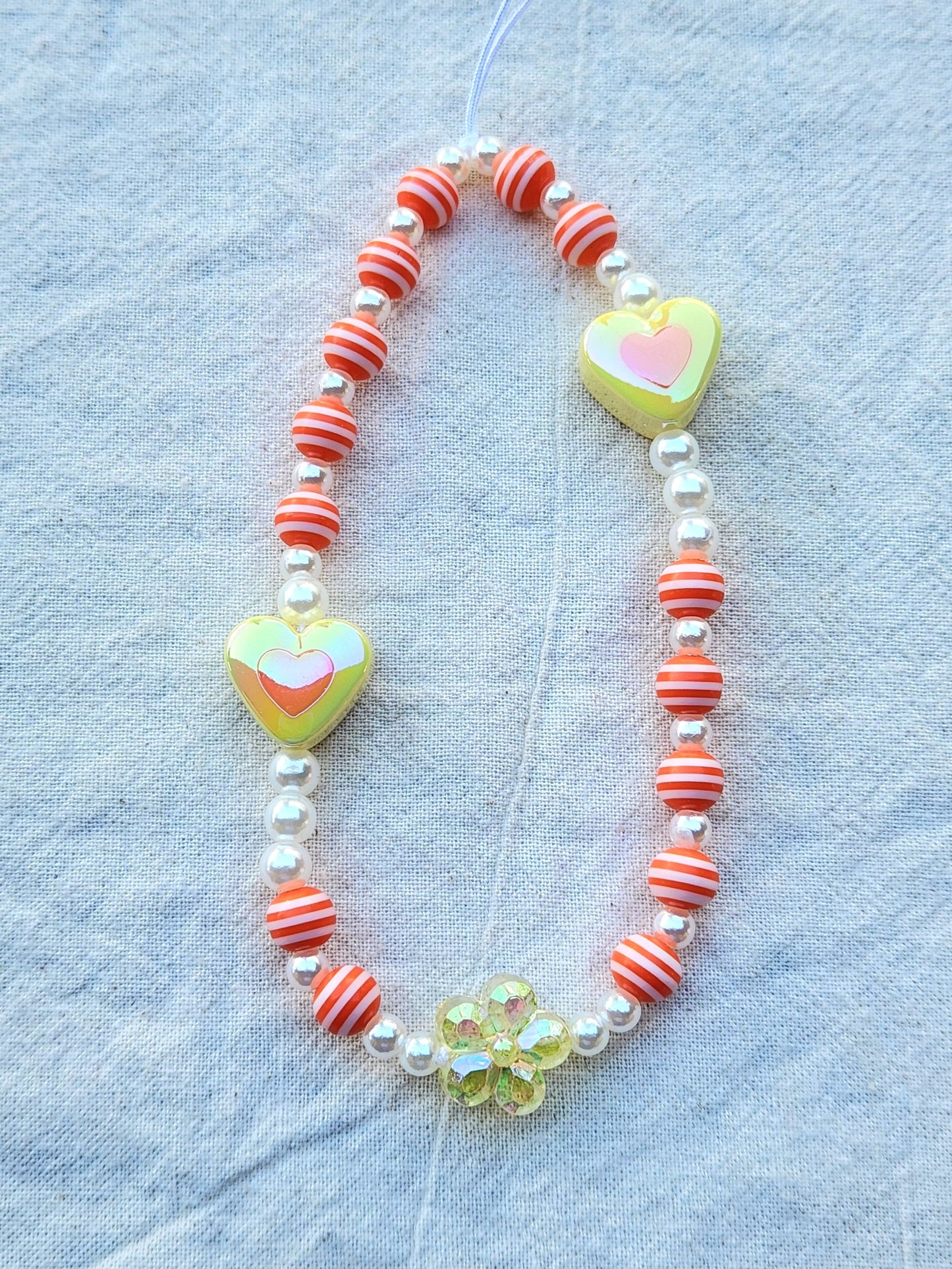 Stripes and Heart Phone Charm