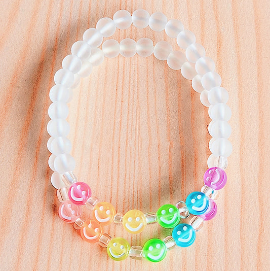 Rainbow Smile Faces Beaded Bracelets