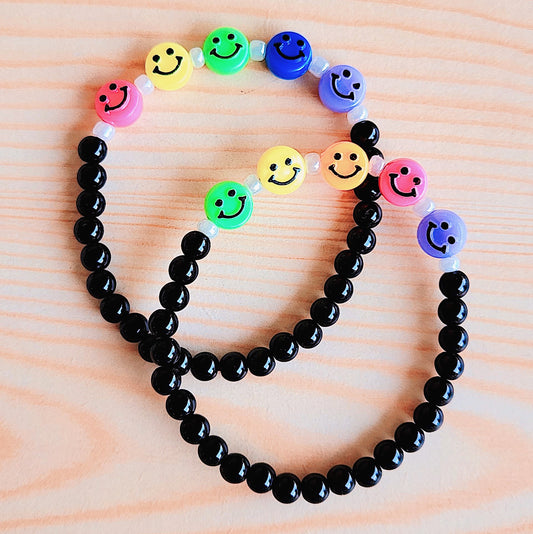 Rainbow Smile Faces Beaded Bracelets