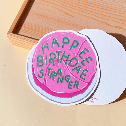 Happee Birthday Stranger Die-Cut Post Card
