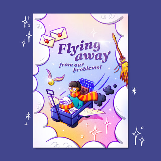 Flying Away from Problems Post Card