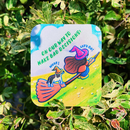 On the Way to Make Bad Decisions Glitter Die-cut Sticker