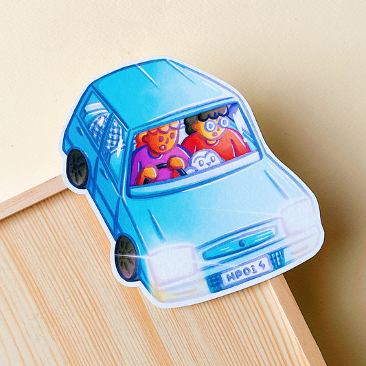 Harry and Ron Driving Kancil Die-Cut Post Card