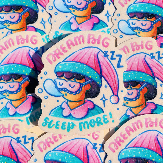 Harris's Dream Big, Sleep More Glitter Die-cut Sticker