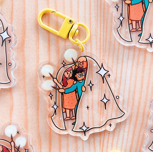 HP & Friends in Invisibility Cloak Acrylic Keychain