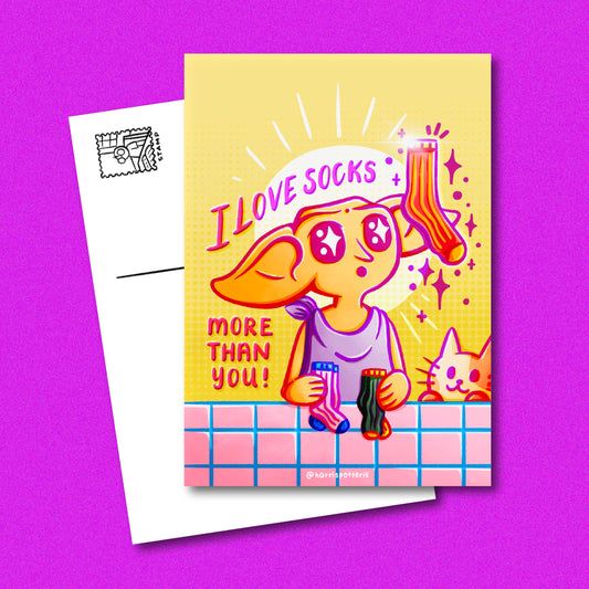 Dobby Love Socks Post Card